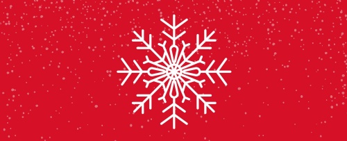 White snowflake on a red background